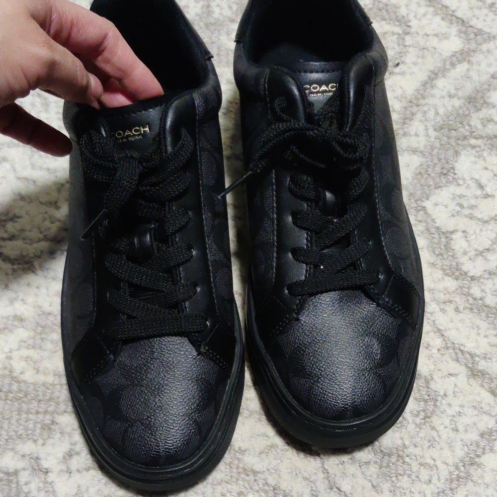 New Coach Black Patterned Lace-Up Sneakers